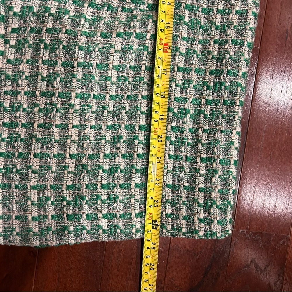 Anthropologie Maeve Plaid Tweed Relaxed Shacket Shirt Jacket Preppy Green M EUC - Picture 7 of 12